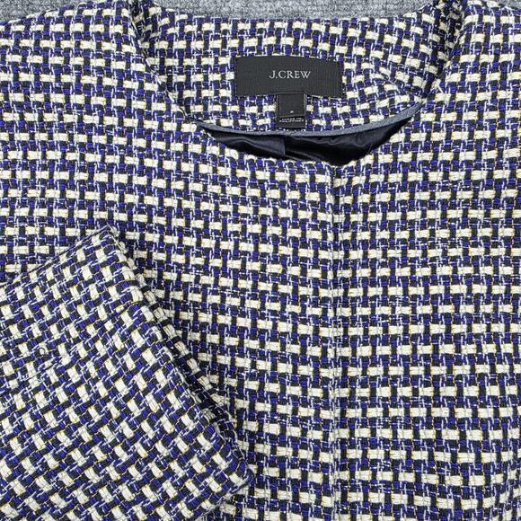 J. Crew Jackets & Blazers - J Crew Blazer Women 6 Blue Silk Blend Tweed Hook Eye Pockets Lined Career Jacket